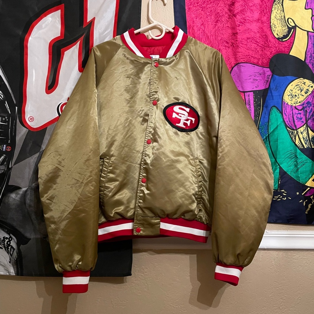 Vintage San Francisco 49ers Gold Satin Bomber Jacket